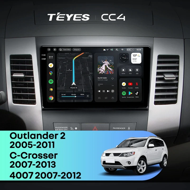 Штатная магнитола Teyes CC4 8/128 Mitsubishi Outlander 2 (2005-2011) Тип-B