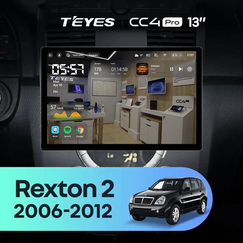 Штатная магнитола Teyes CC4 Pro 8/128 SsangYong Rexton Y250 2 (2006-2012) (13")