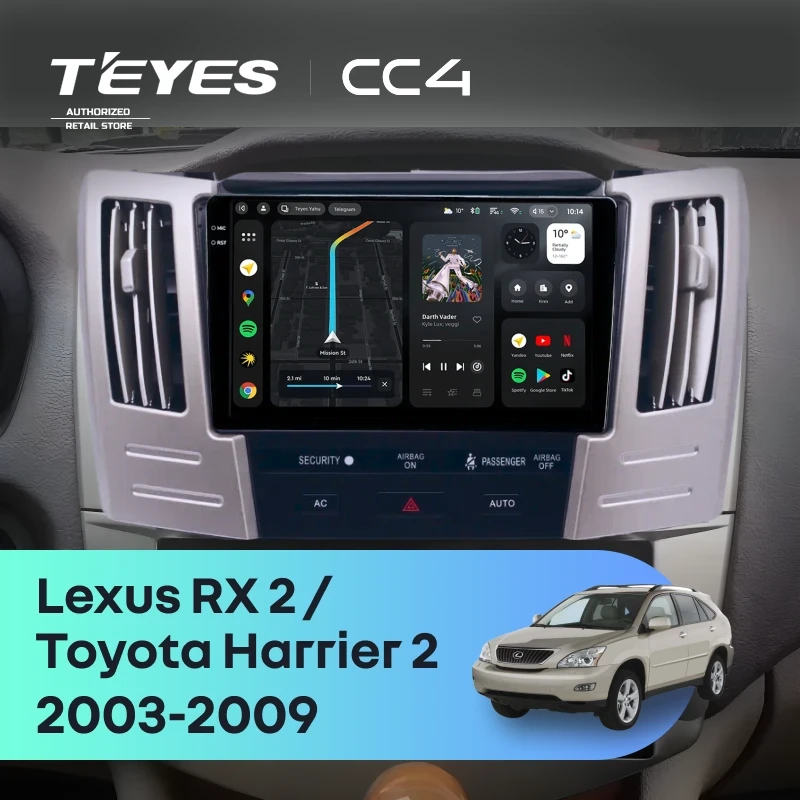 Штатная магнитола Teyes CC4 8/128 Toyota Harrier 2 (2003-2009) F2