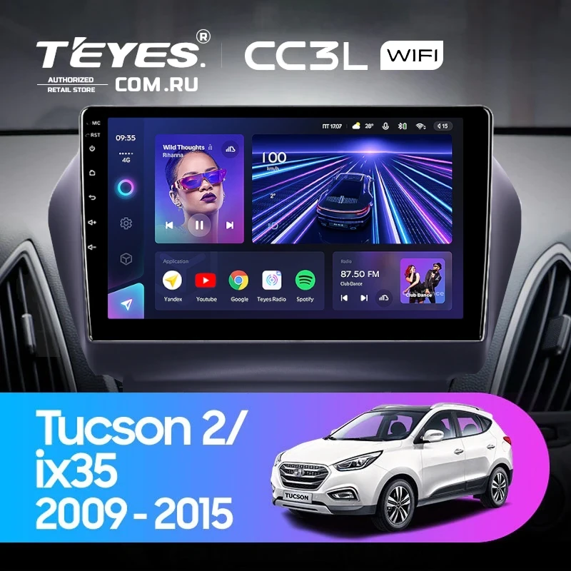 Штатная магнитола Teyes CC3L WiFi 2/32 Hyundai ix35 (2009-2015) (Tucson 2) Тип-C (10")