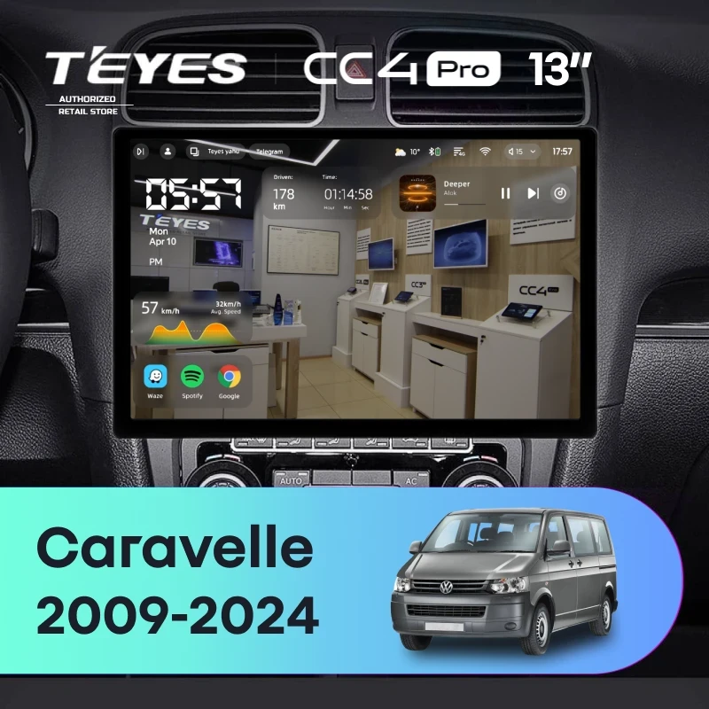 Штатная магнитола Teyes CC4 Pro 8/128 Volkswagen Caravelle (2009-2024) (13")