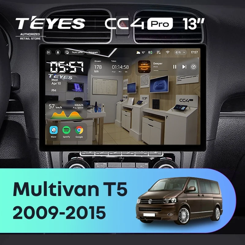 Штатная магнитола Teyes CC4 Pro 12/256 Volkswagen Multivan T5 (2009-2015) (13")