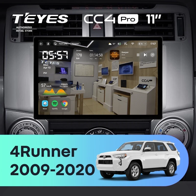Штатная магнитола Teyes CC4 Pro 8/128 Toyota 4Runner 5 N280 (2009-2020) (11")