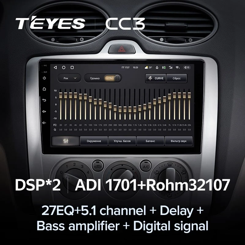 Штатная магнитола Teyes CC3 4/32 Ford Focus 2 Mk 2 (2004-2011) F1