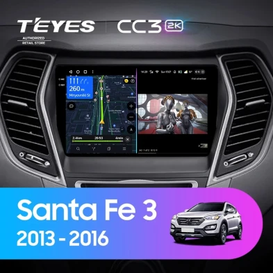 Штатная магнитола Teyes CC3 2K 6/128 Hyundai Santa Fe 3 (2013-2016) Тип-C