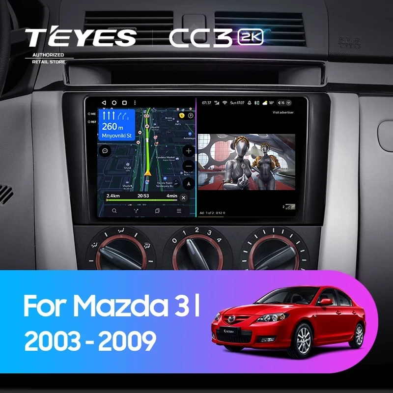 Штатная магнитола Teyes CC3 2K 360 6/128 Mazda 3 1 BK (2003-2009)