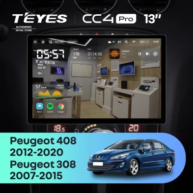 Штатная магнитола Teyes CC4 Pro 12/256 Peugeot 408 1 T7 (2012-2020) (13")