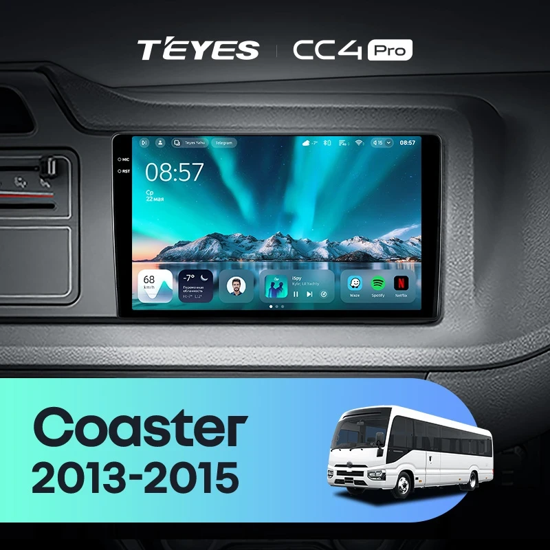 Штатная магнитола Teyes CC4 Pro 12/256 Toyota Coaster (2013-2015)