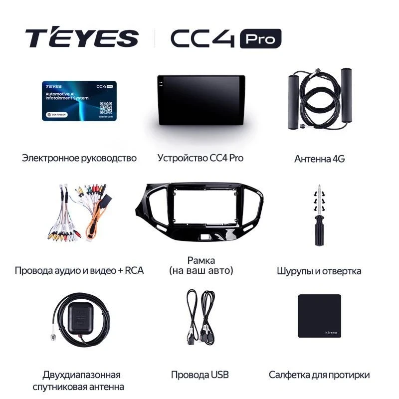 Штатная магнитола Teyes CC4 Pro 12/256 Toyota Corolla 12 (2018-2020) Тип-A