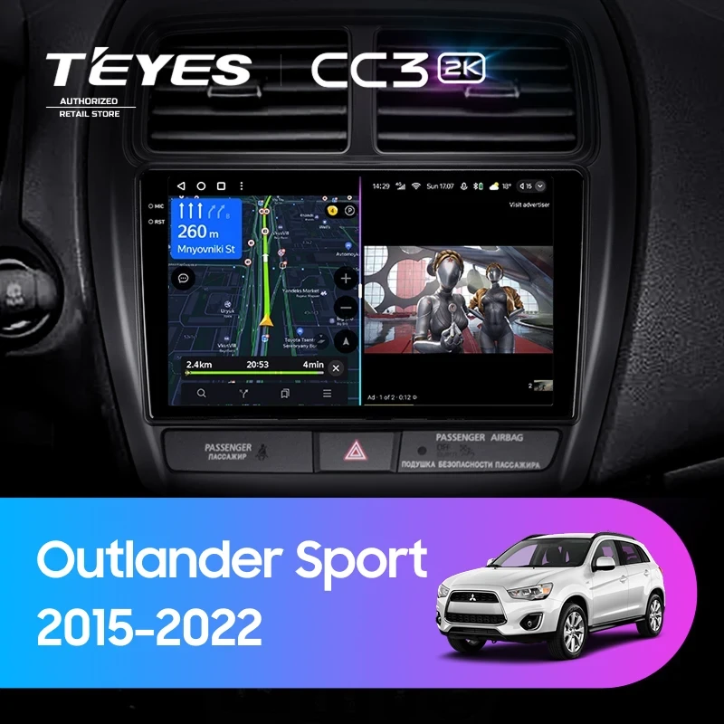 Штатная магнитола Teyes CC3 2K 4/32 Mitsubishi Outlander Sport (2015-2026) Тип-A
