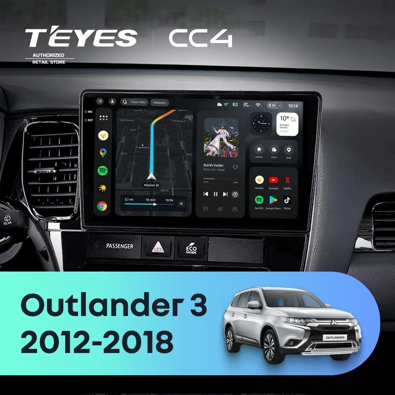 Штатная магнитола Teyes CC4 6/64 Mitsubishi Outlander 3 (2012-2018) Тип-A