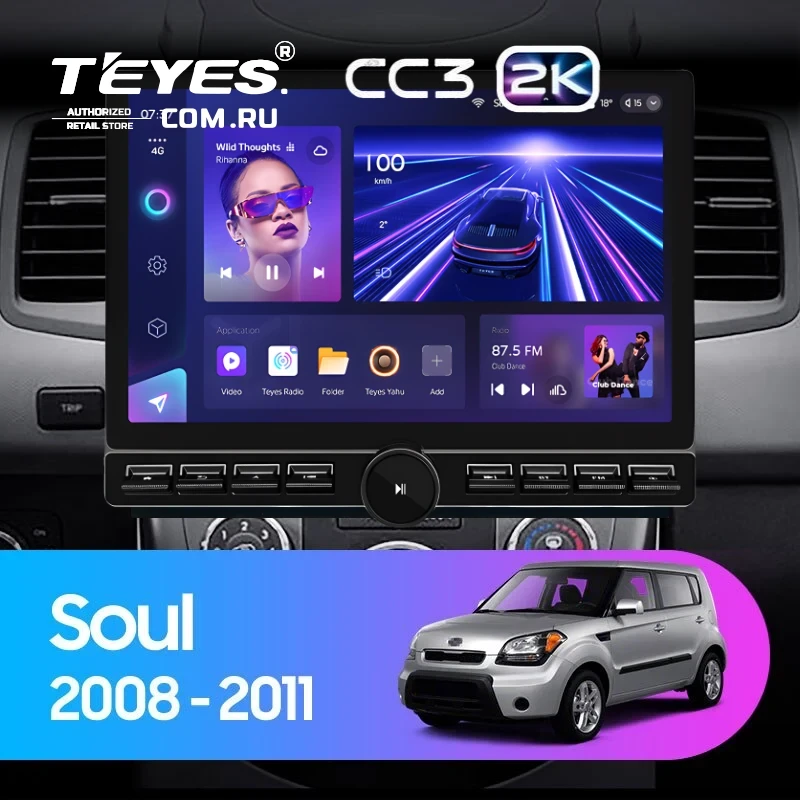 Штатная магнитола Teyes CC3 2K 6/128 Kia Soul 1 (2008-2014) (13" с кнопками)