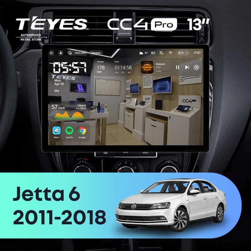Штатная магнитола Teyes CC4 Pro 8/128 Volkswagen Jetta 6 (2011-2018) (13")