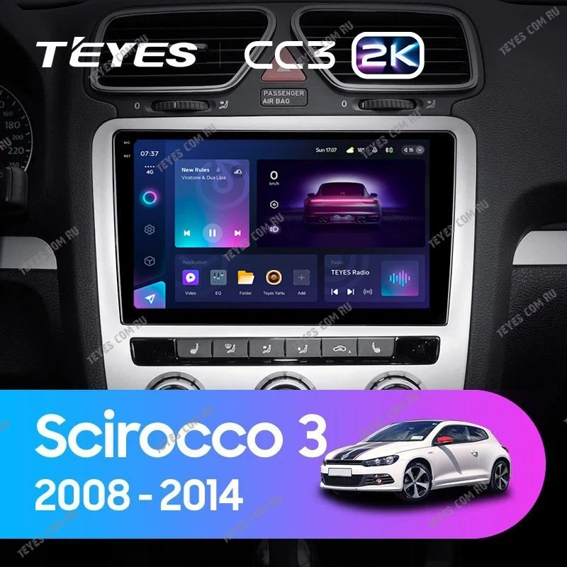Штатная магнитола Teyes CC3 2K 4/64 Volkswagen Scirocco 3 (2008-2014) F4 (Серая)