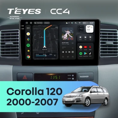 Штатная магнитола Teyes CC4 8/128 Toyota Corolla 120 (2000-2007) (черная) F1