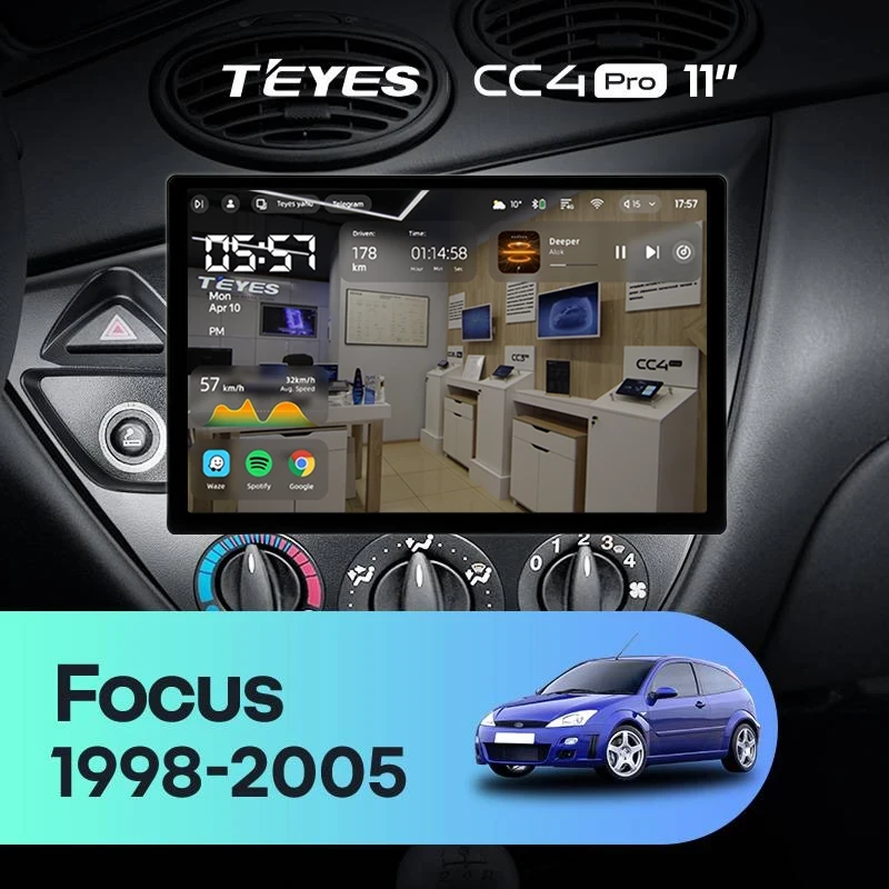 Штатная магнитола Teyes CC4 Pro 12/256 Ford Focus 1 (1998-2005) (11")