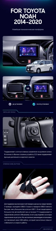 Штатная магнитола Teyes CC3 2K 360 6/128 Toyota Noah R80 (2014-2020) F1 Правый руль