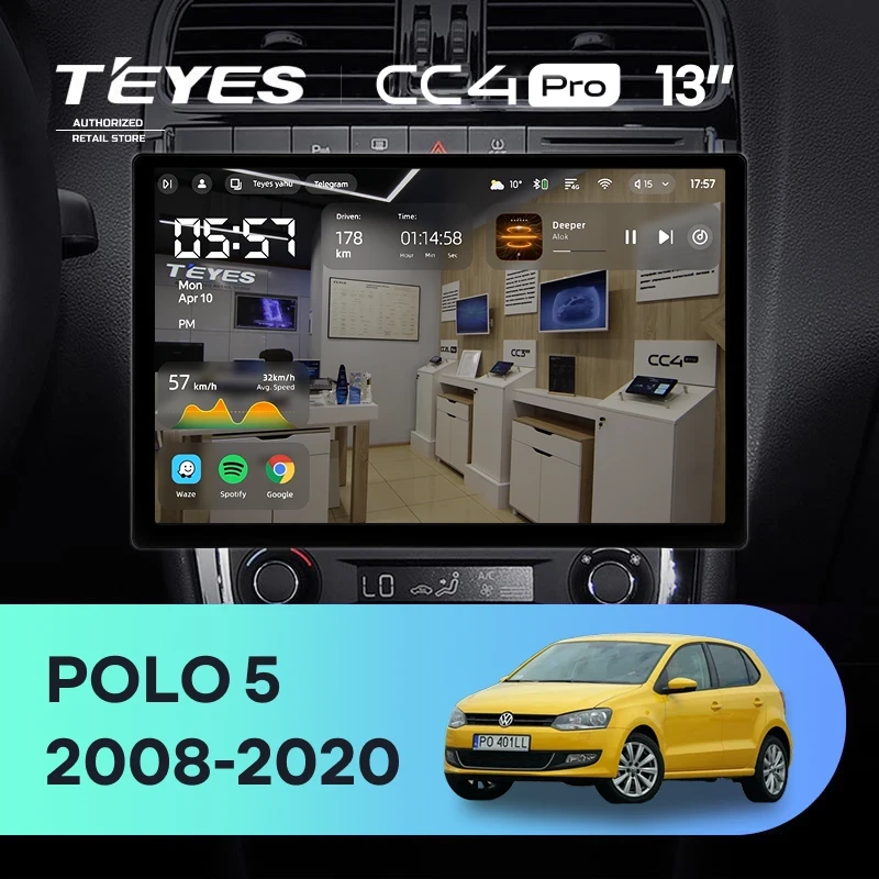 Штатная магнитола Teyes CC4 Pro 8/128 Volkswagen Polo 5 (2008-2020) (13")