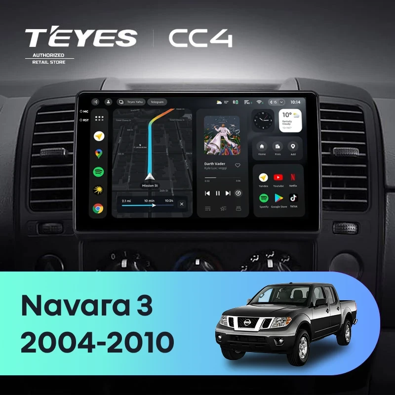 Штатная магнитола Teyes CC4 8/128 Nissan Navara 3 D40 (2004-2010) F2