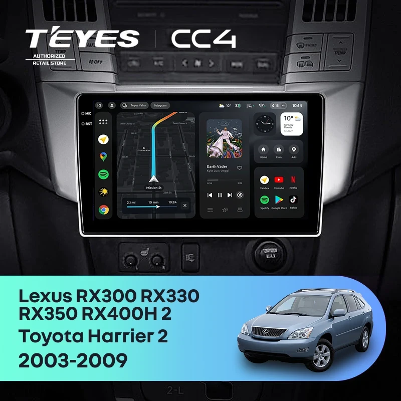 Штатная магнитола Teyes CC4 8/128 Lexus RX300 RX330 RX350 RX400H (2003-2009) F1