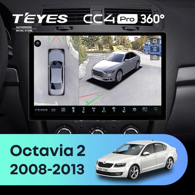 Штатная магнитола Teyes CC4 Pro 360 12/256 Skoda Octavia 2 A5 (2008-2013) (13")