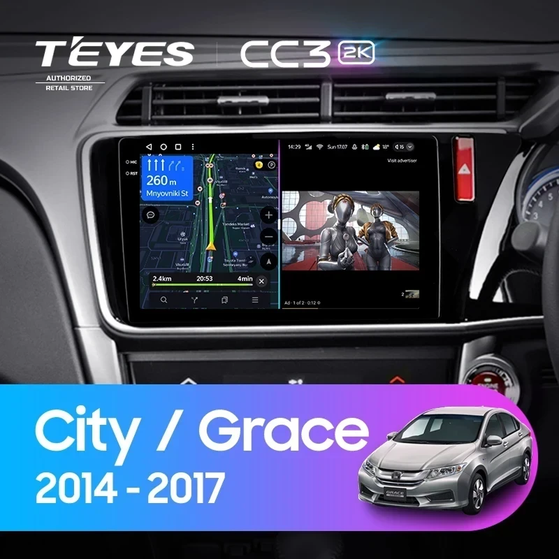 Штатная магнитола Teyes CC3 2K 4/64 Honda Grace (2014-2017) Тип-B Правый руль