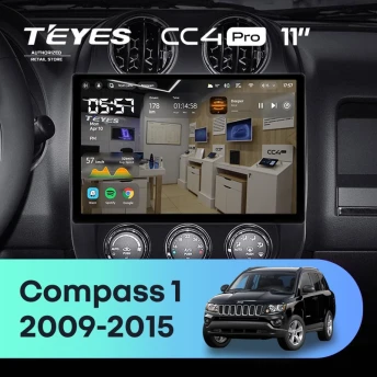 Штатная магнитола Teyes CC4 Pro 8/128 Jeep Compass 1 MK (2009-2015) (11")