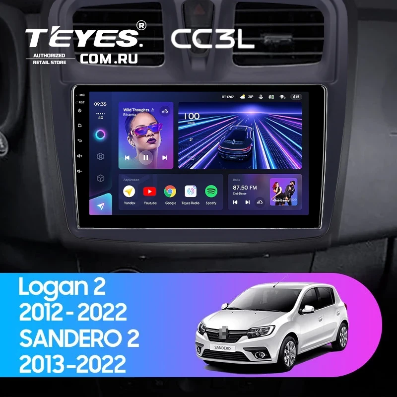 Штатная магнитола Teyes CC3L 4/64 Renault Logan 2 (2012-2022) F1 (10")