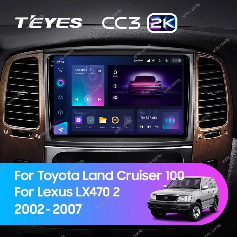 Штатная магнитола Teyes CC3 2K 4/64 Toyota Land Cruiser LC 100 (2002-2007) Тип-C
