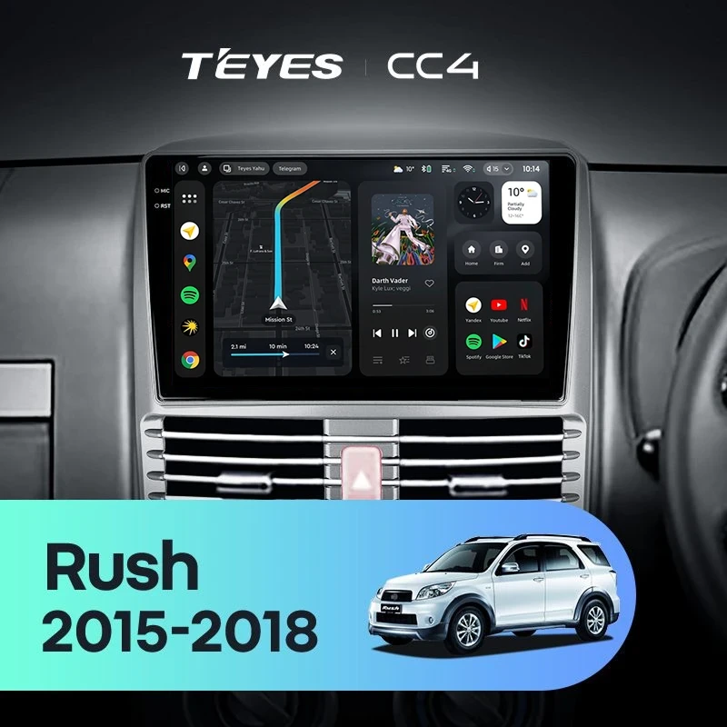 Штатная магнитола Teyes CC4 8/128 Toyota Rush (2015-2018) Правый руль