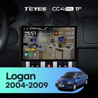 Штатная магнитола Teyes CC4 Pro 8/128 Renault Logan 1 (2004-2009) (11")