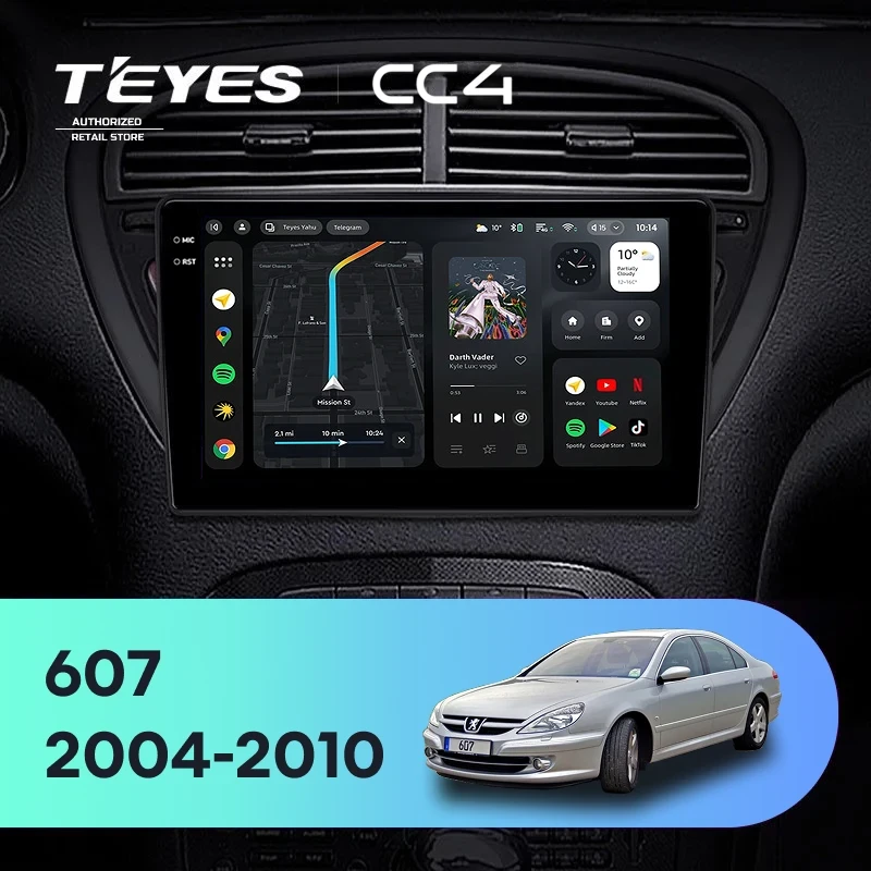 Штатная магнитола Teyes CC4 8/128 Peugeot 607 (2004-2010)
