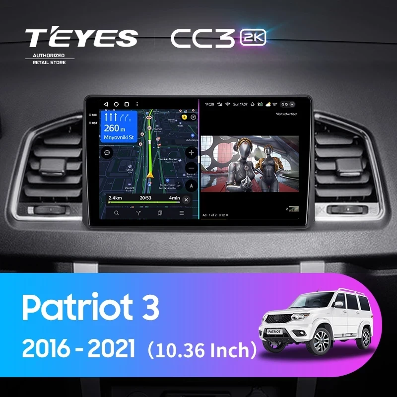 Штатная магнитола Teyes CC3 2K 4/32 UAZ Patriot 3 (2016-2021) F2