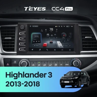 Штатная магнитола Teyes CC4 Pro 8/128 Toyota Highlander 3 XU50 (2013-2018) F2 с кнопками