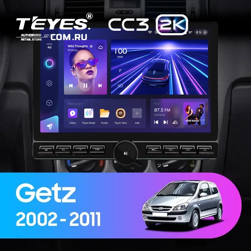 Штатная магнитола Teyes CC3 2K 6/128 Hyundai Getz (2002-2011) F2 (13" с кнопками)