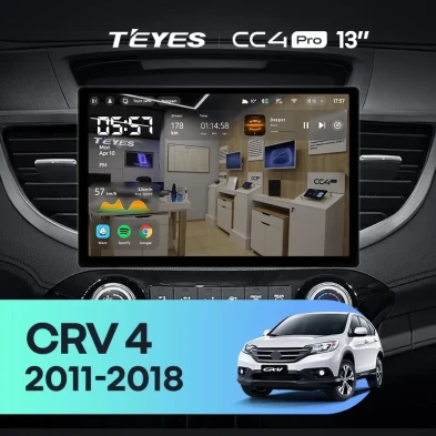 Штатная магнитола Teyes CC4 Pro 8/128 Honda CR-V 4 RM RE (2011-2018) Тип-A (13") 9 inch