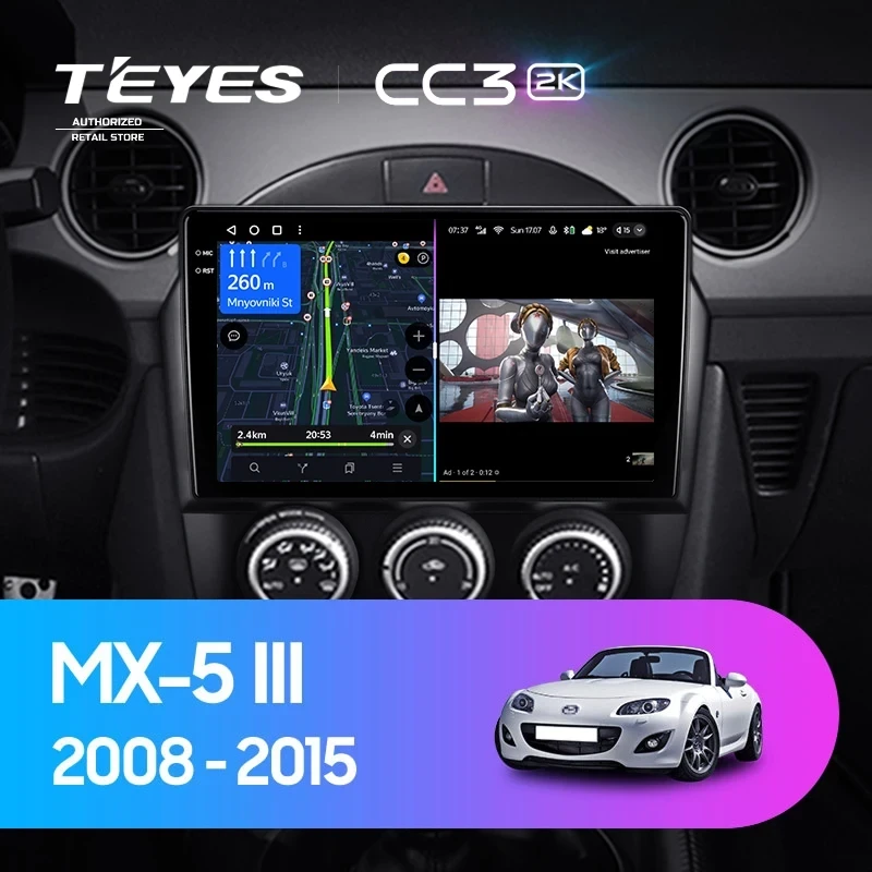 Штатная магнитола Teyes CC3 2K 4/32 Mazda MX-5 (2008-2015)
