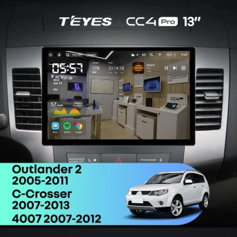 Штатная магнитола Teyes CC4 Pro 12/256 Mitsubishi Outlander 2 (2005-2011) Тип-A (13")