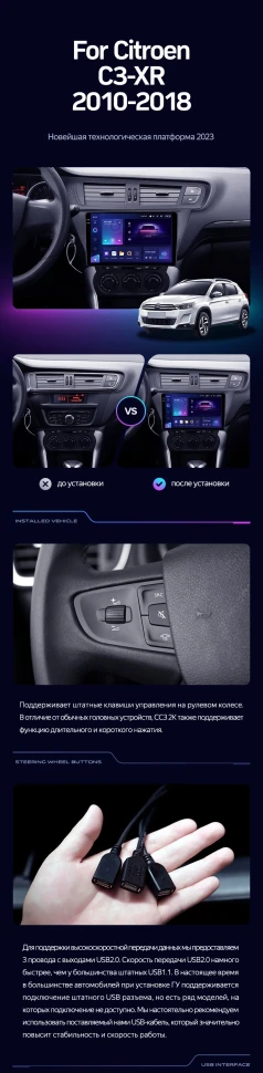 Штатная магнитола Teyes CC3 2K 6/128 Citroen C3-XR (2010-2018) F2