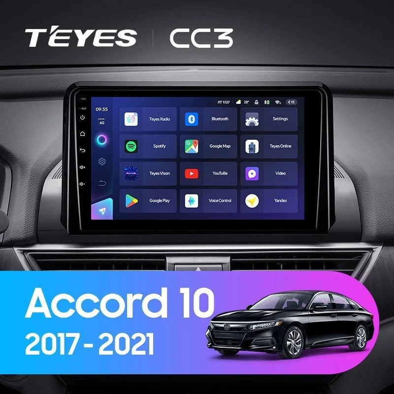 Штатная магнитола Teyes CC3 4/32 Honda Accord 10 CV (2017-2021) Тип-A