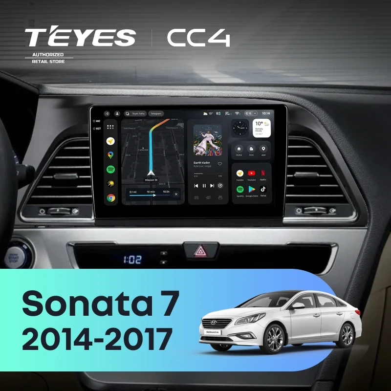 Штатная магнитола Teyes CC4 6/64 Hyundai Sonata 7 LF (2014-2017)
