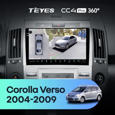 Штатная магнитола Teyes CC4 Pro 360 8/128 Toyota Corolla Verso AR10 (2004-2009) F2