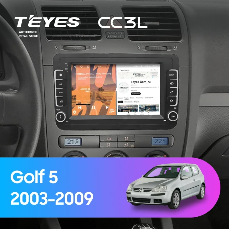 Штатная магнитола Teyes CC3L 4/32 Volkswagen Golf 5 (2003-2009) (с кнопками) 7"