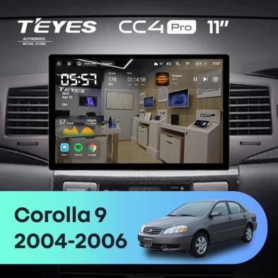 Штатная магнитола Teyes CC4 Pro 12/256 Toyota Corolla 9 E120 (2004-2006) (11")