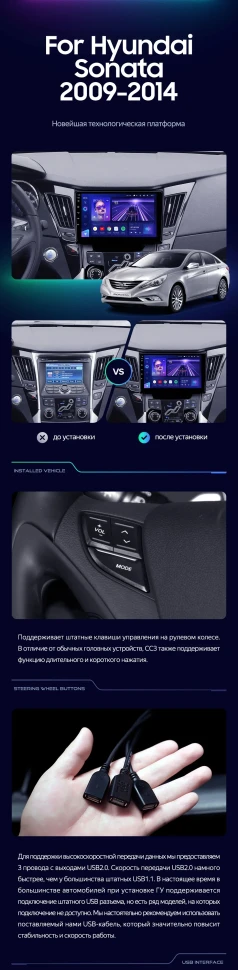 Штатная магнитола Teyes CC3L 4/32 Hyundai Sonata 6 YF (2009-2014) Тип-B