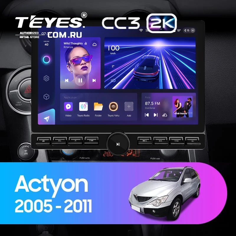 Штатная магнитола Teyes CC3 2K 6/128 SsangYong Actyon C100 (2005-2011) (13" с кнопками)