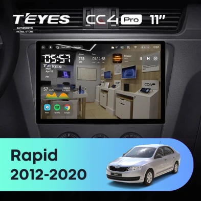 Штатная магнитола Teyes CC4 Pro 8/128 Skoda Rapid NH3 NH1 (2012-2020) (11") (10 inch Universal)