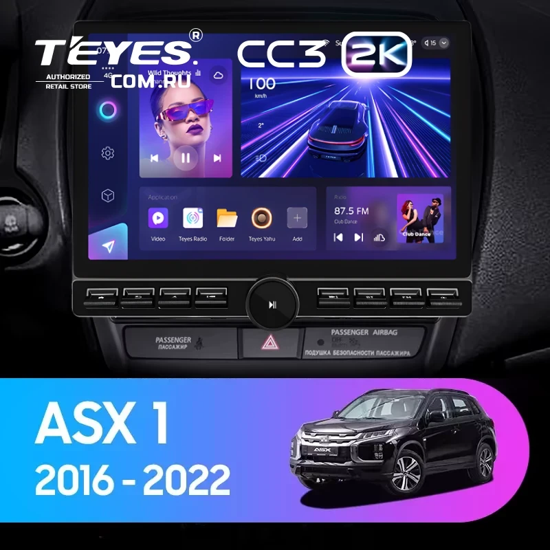 Штатная магнитола Teyes CC3 2K 6/128 Mitsubishi ASX (2016-2026) Тип-B (13" с кнопками)
