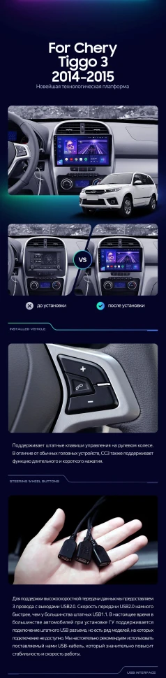 Штатная магнитола Teyes CC3L 4/32 Chery Tiggo 3 (2014-2015)