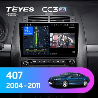 Штатная магнитола Teyes CC3 2K 4/32 Peugeot 407 (2004-2011) F2